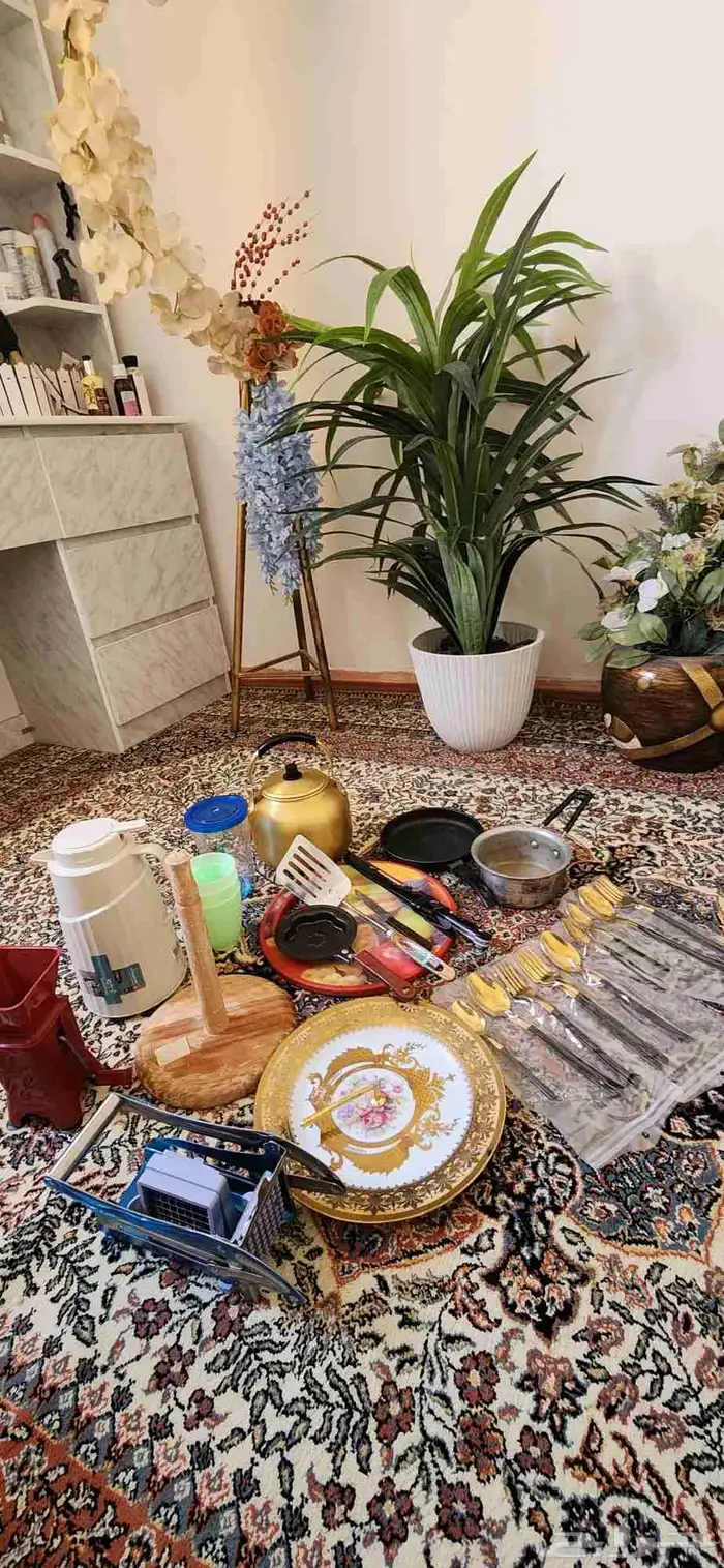 ادوات منزلية 2 كنب 3 اشجار كلها 1 صندوق مكتب بمفتاحه 7