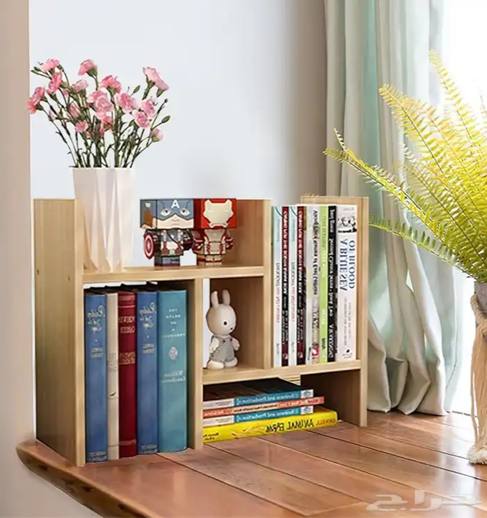 رف خشبي بني وأبيض جديد بكرتونه   شحن مجاني 4