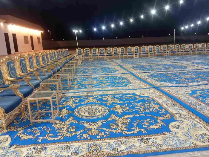 تاجير فرشات كنب ملكي ازرق ذهبي اخضر خيام 3