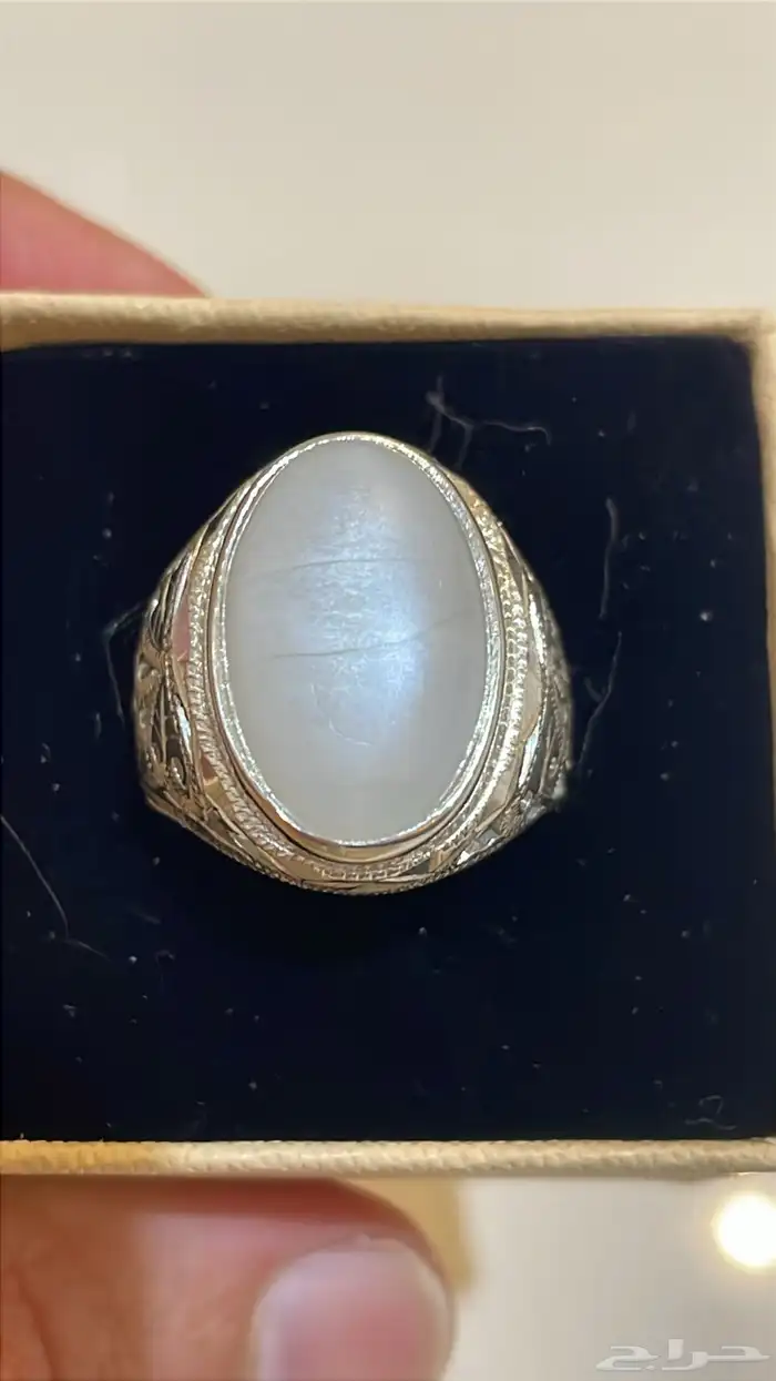 خاتم فضة حجر القمر جديد 0