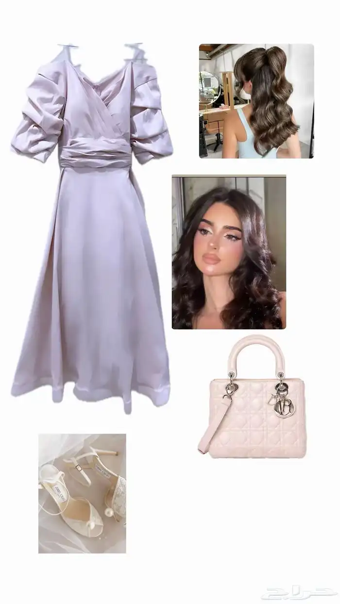 فستان سهره لون وردي فاتح مقاس s m اوف شولدر 0