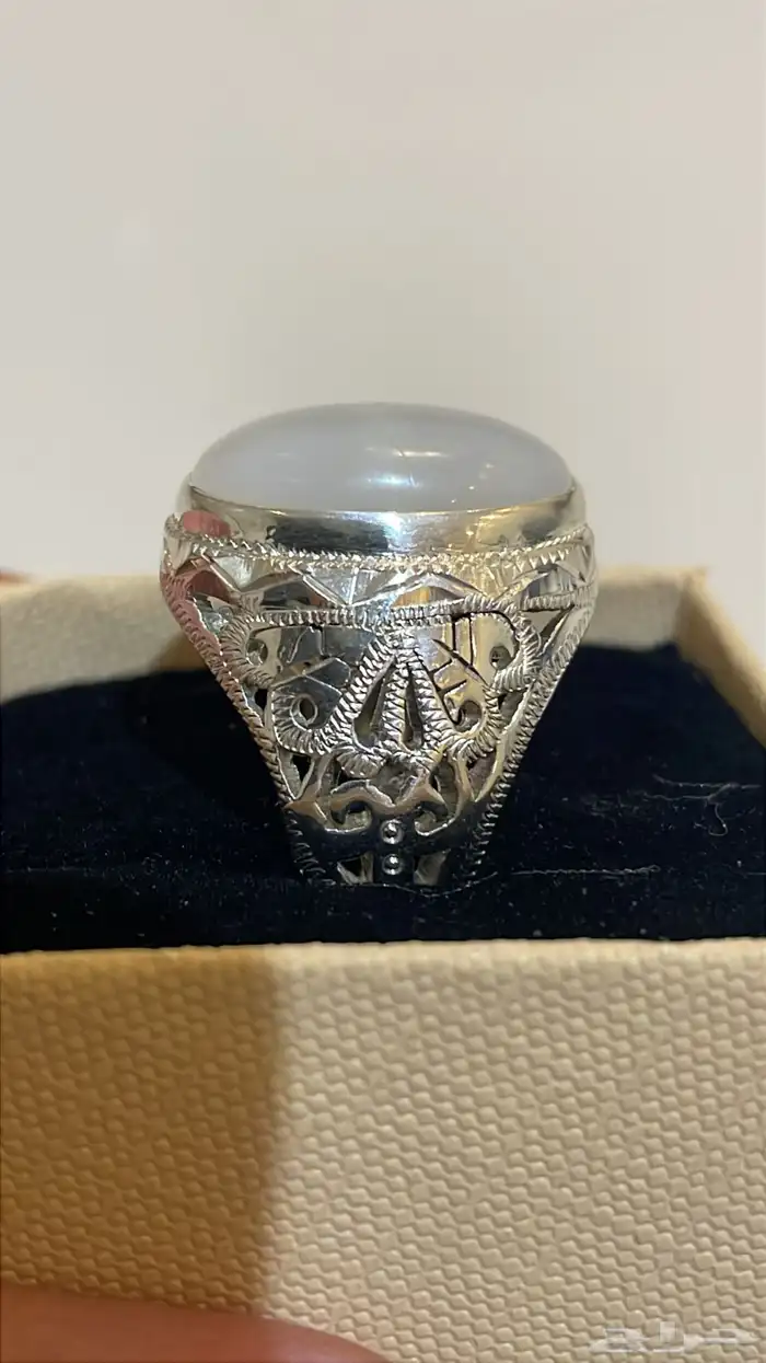 خاتم فضة حجر القمر جديد 2