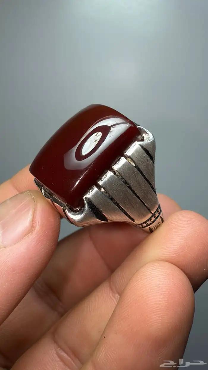 خاتم فضة بصياغة فاخرة بحجر عقيق يماني كرزززي 5