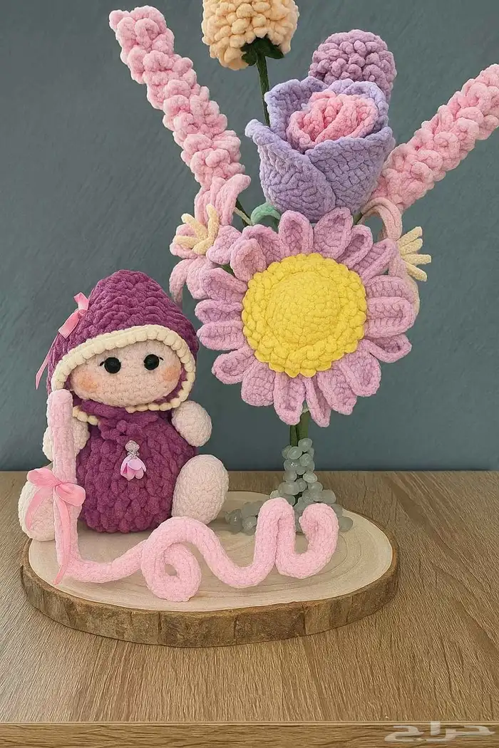 ورود وباقات ورد بخيوط الصوف 6