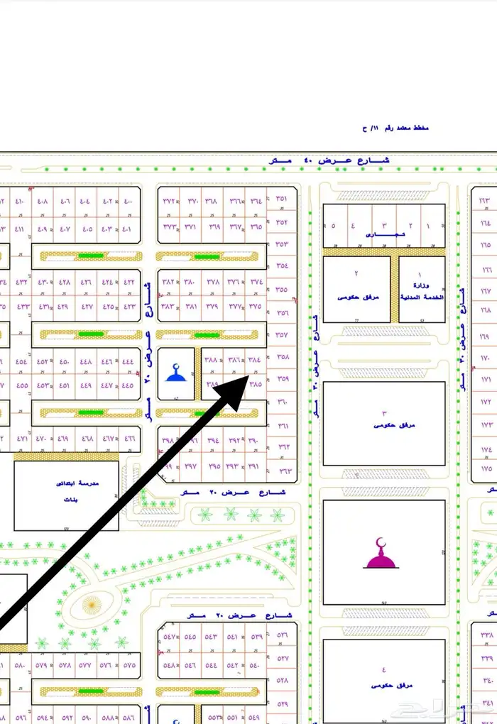 للبيع ارض حي الصفاء ( مخطط 71 ح) مواقف شمال 0