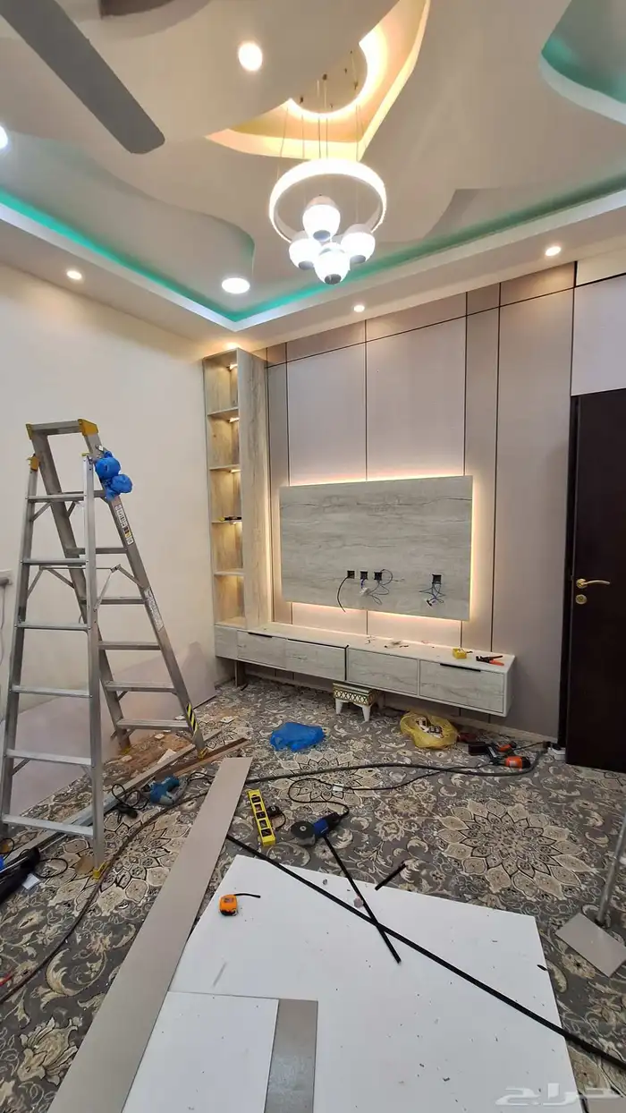 ديكور صاله وحده شاشه كامله مع بديل الشيبورد 3