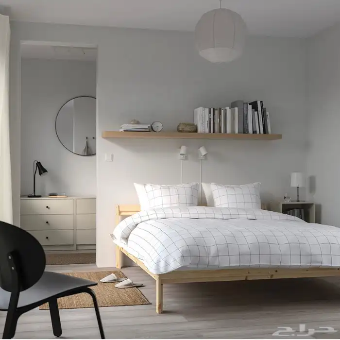 سرير خشب نفر ونص 140x200 سم من ايكيا سليم مع القاعده حقته 3