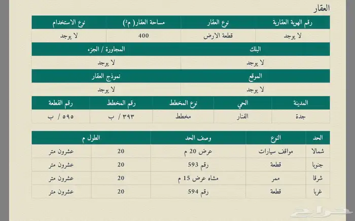 ارض للبيع الفنار ابحر 0