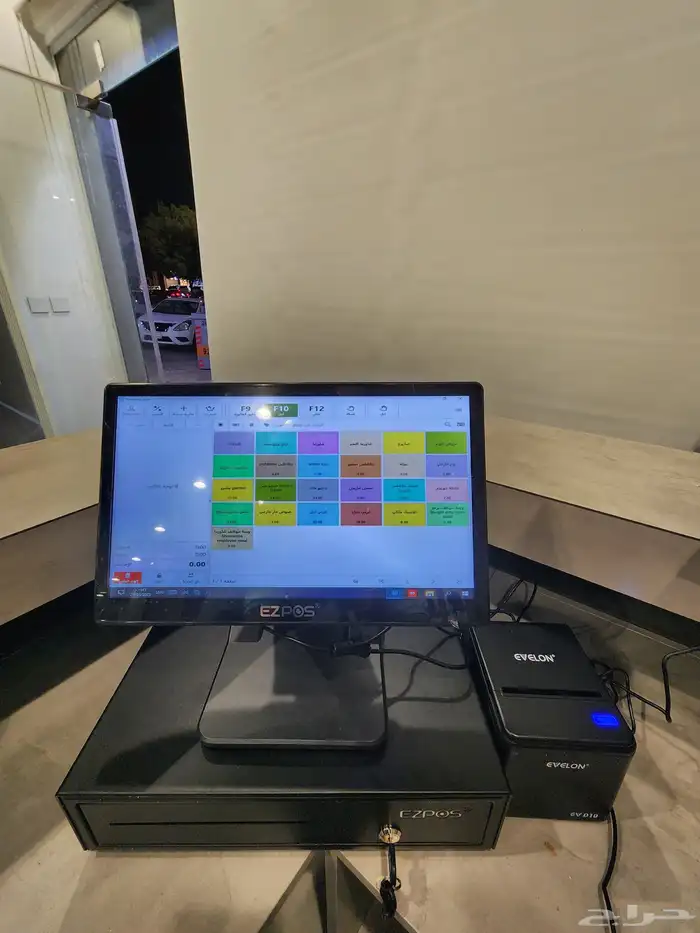 كاشير لمس مع درج وطابعة وبرنامج بموصفات عالية بل الربط 5