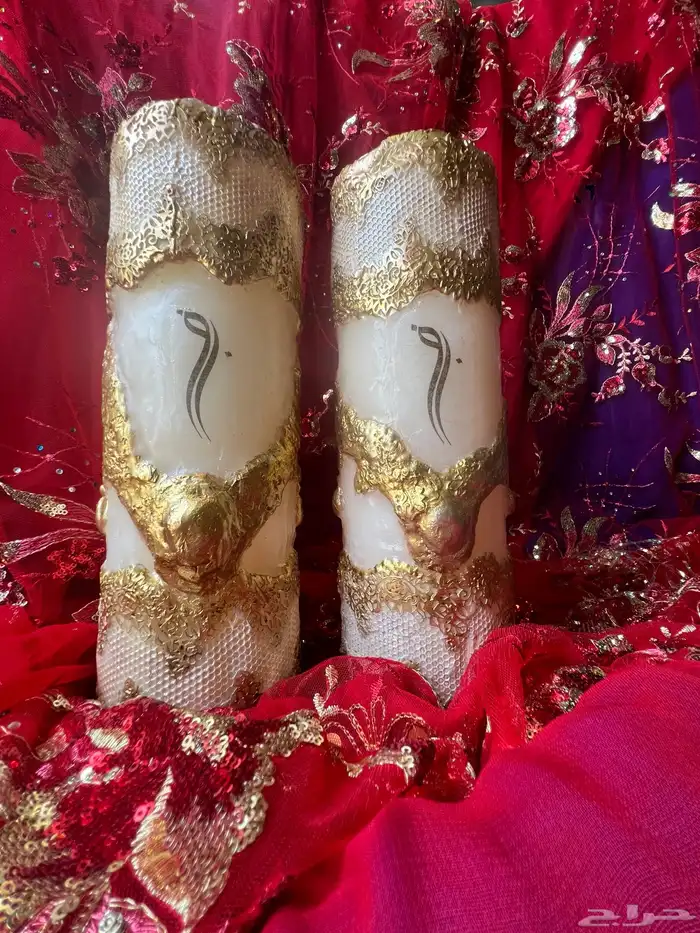 شمعة ملكية فاخرة مزينة بالدانتيل المذهب 2