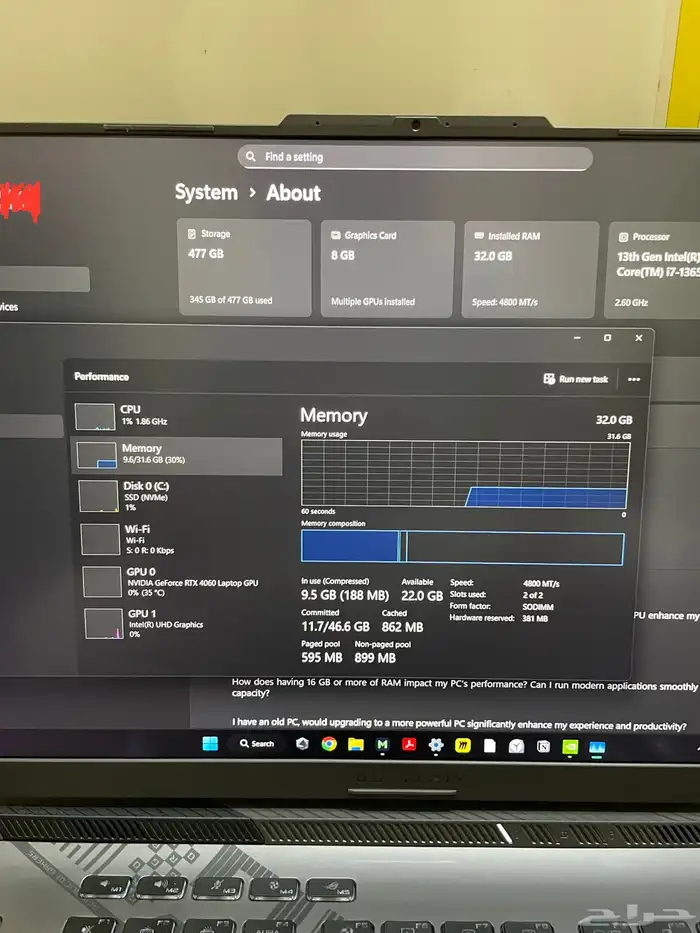 Asus Strix G16 i7 4060 32GB 2