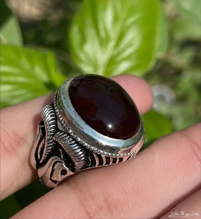 خاتم عقيق يماني كرزي مصور 2