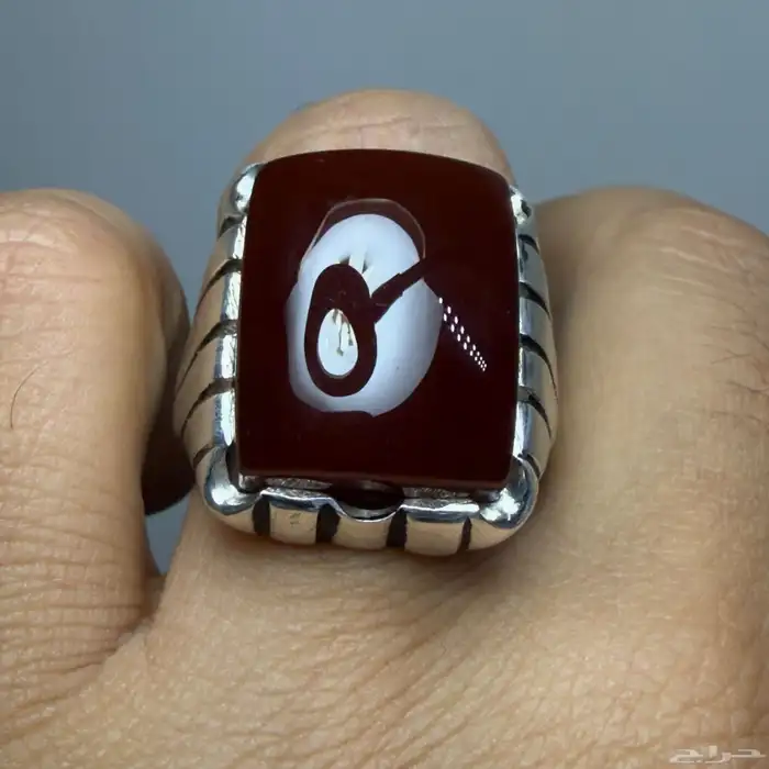 خاتم فضة بصياغة فاخرة بحجر عقيق يماني كرزززي 1