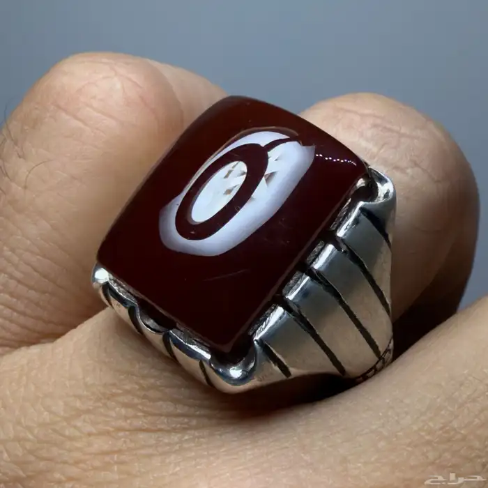 خاتم فضة بصياغة فاخرة بحجر عقيق يماني كرزززي 4