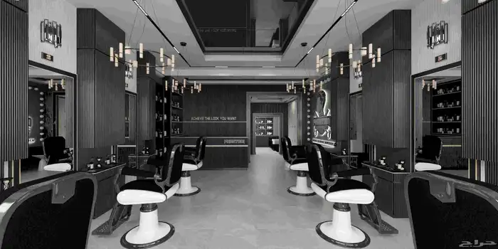 تصميم داخلي وديكور لمحل حلاقه 1