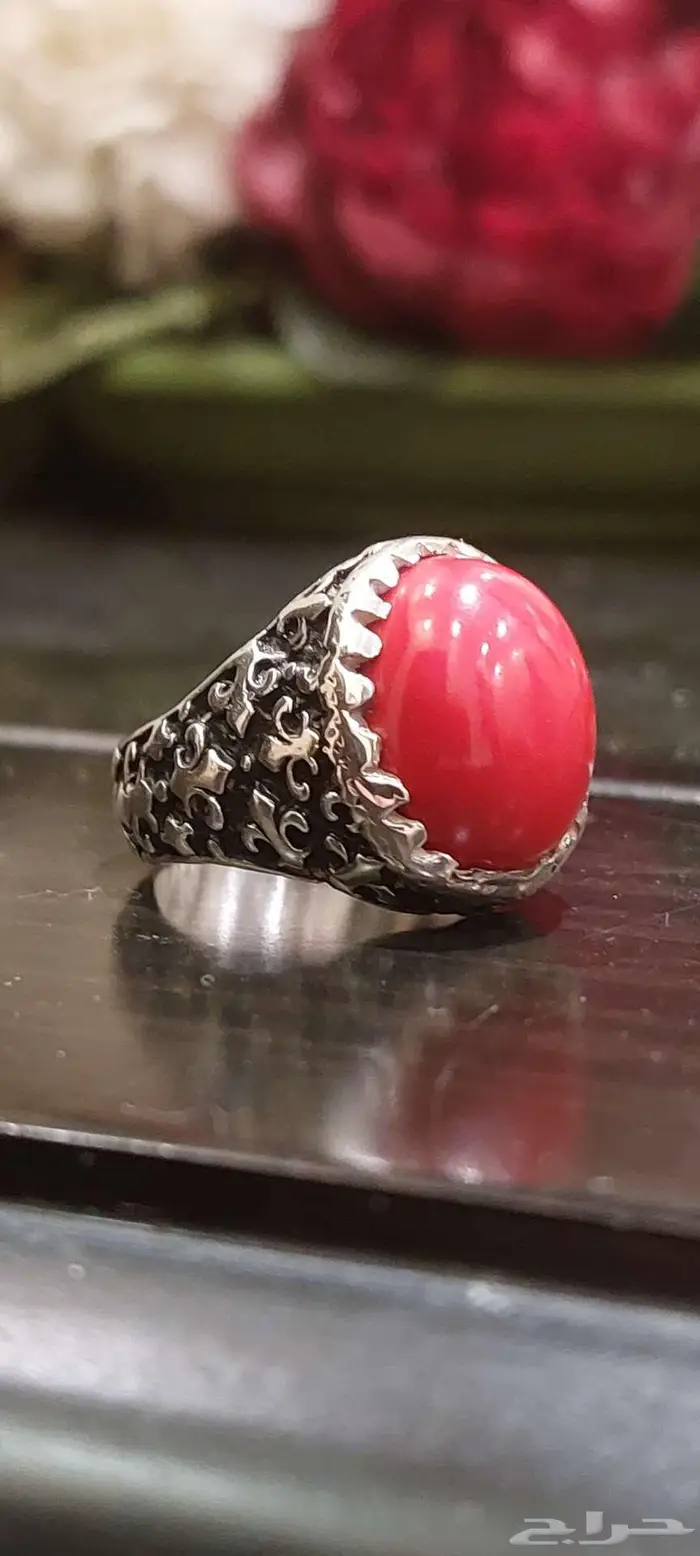 خاتم مرجان طبيعي معالج 1