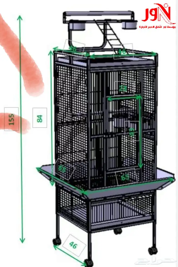 قفص ببغاء مع استاند علوي 2