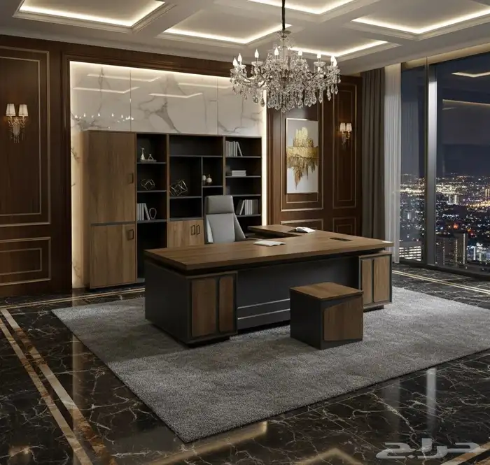 مودرن مكاتب فخمة ملكي لون بني مكتب جلد طقم كامل كنب كرسي 9