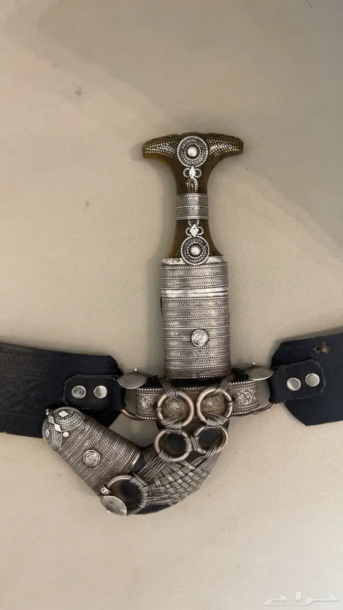 خنجر قرن الصب فضه خالص مطرح 4 0