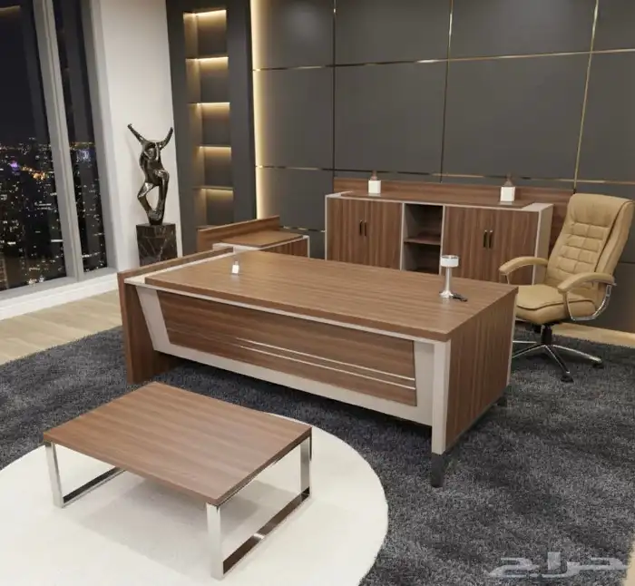 مودرن مكاتب فخمة ملكي لون بني مكتب جلد طقم كامل كنب كرسي 17