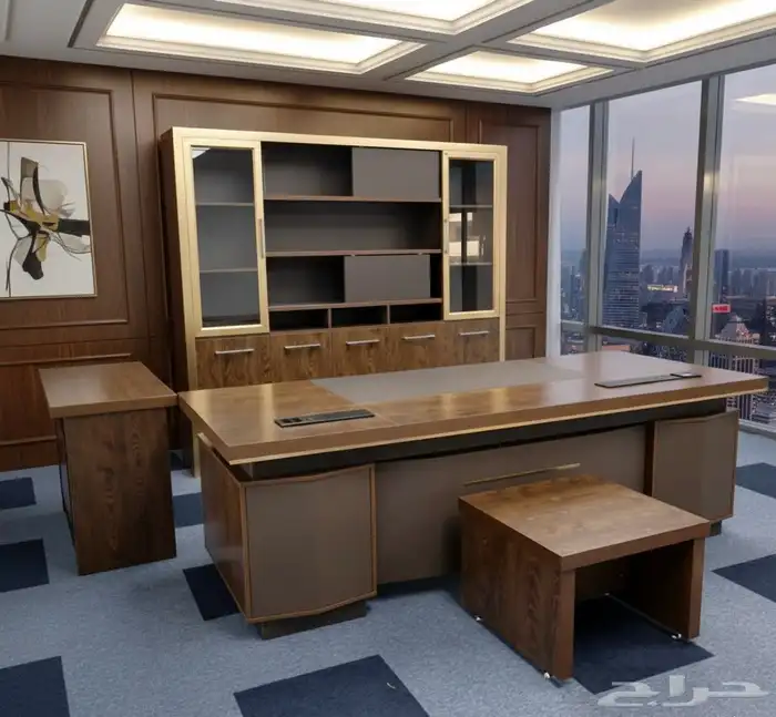 مودرن مكاتب فخمة ملكي لون بني مكتب جلد طقم كامل كنب كرسي 11