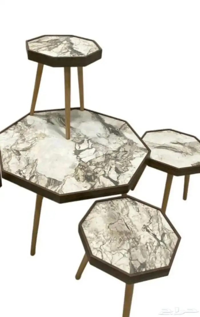 طقم طاولات خدمة لون رخامي تركي 0