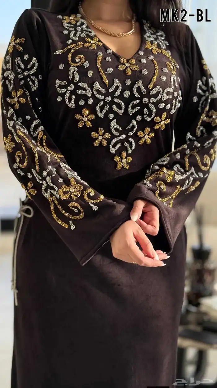 فستان شتوي راقي قطيفة الهوا تنفع للخريف شتاء و ربيع 0