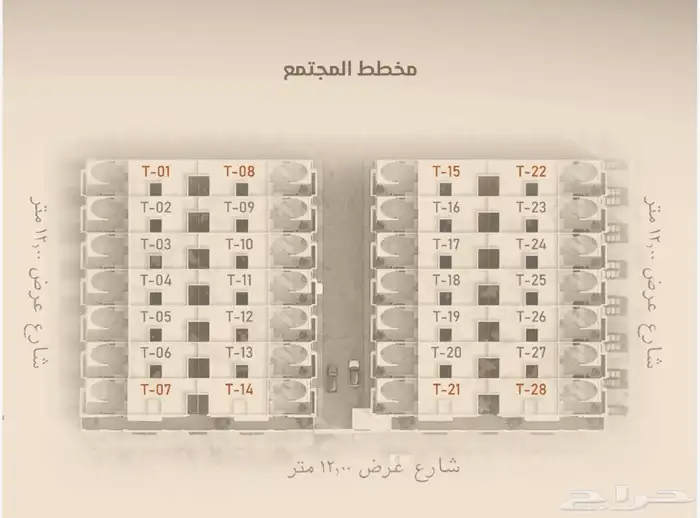 فلل تاون هاوس للبيع على الخارطة جدة حي الروضة 12