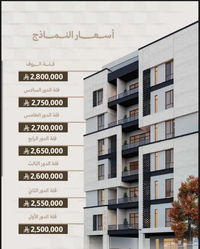 شقق للبيع نظام دور كامل حي الحمراء 2