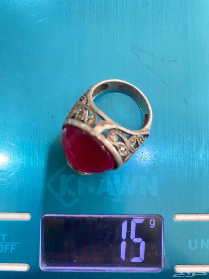 خاتم فضه بحجر ياقوت احمر طبيعي أفريقي 8