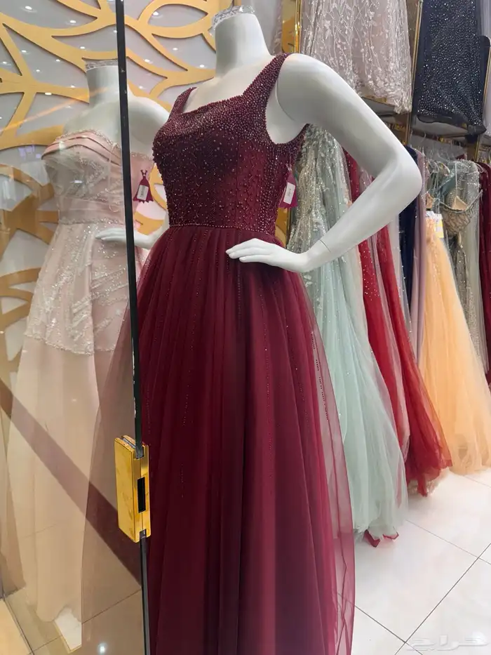 فستان فخم برغندي 0