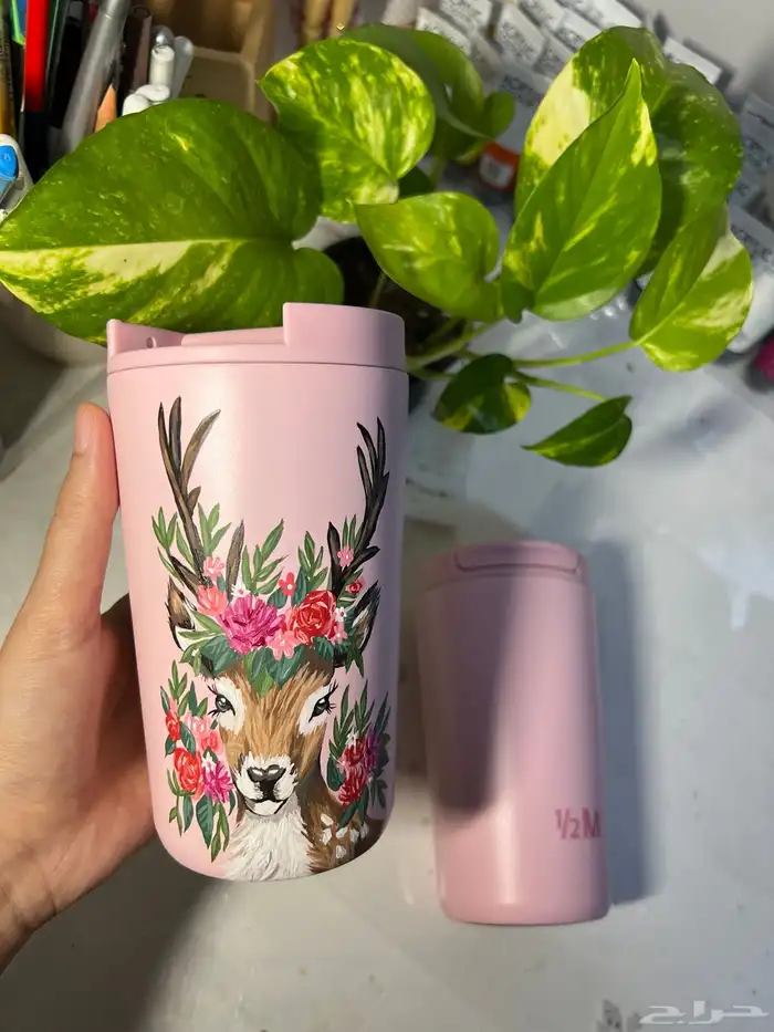 كوب هاف مليون الوردي برسم يدوي 0