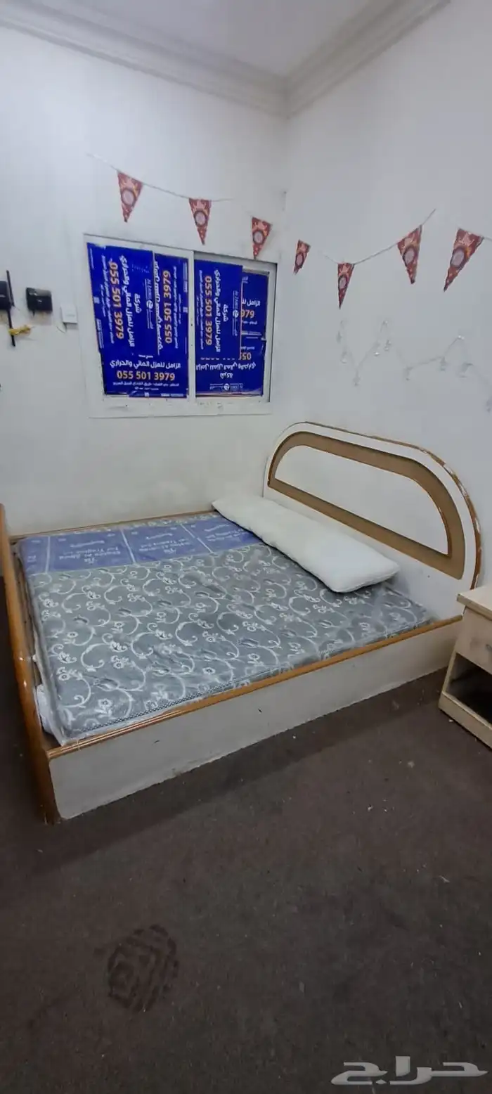 سرير كبير نفرين مع المرتبة و دولاب حديد و تسريحة 0