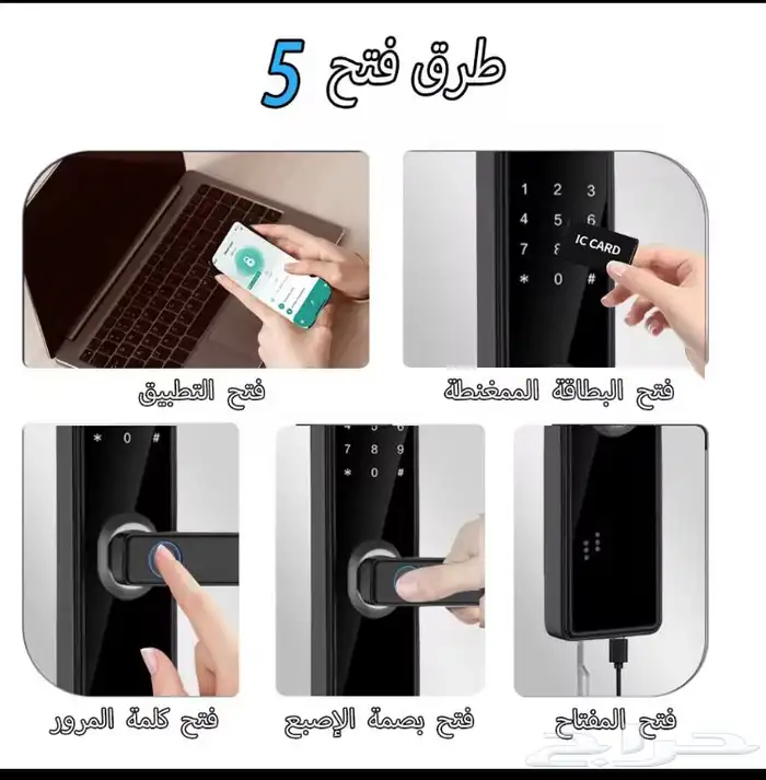 قفل ذكي لباب خشب بصمة 3