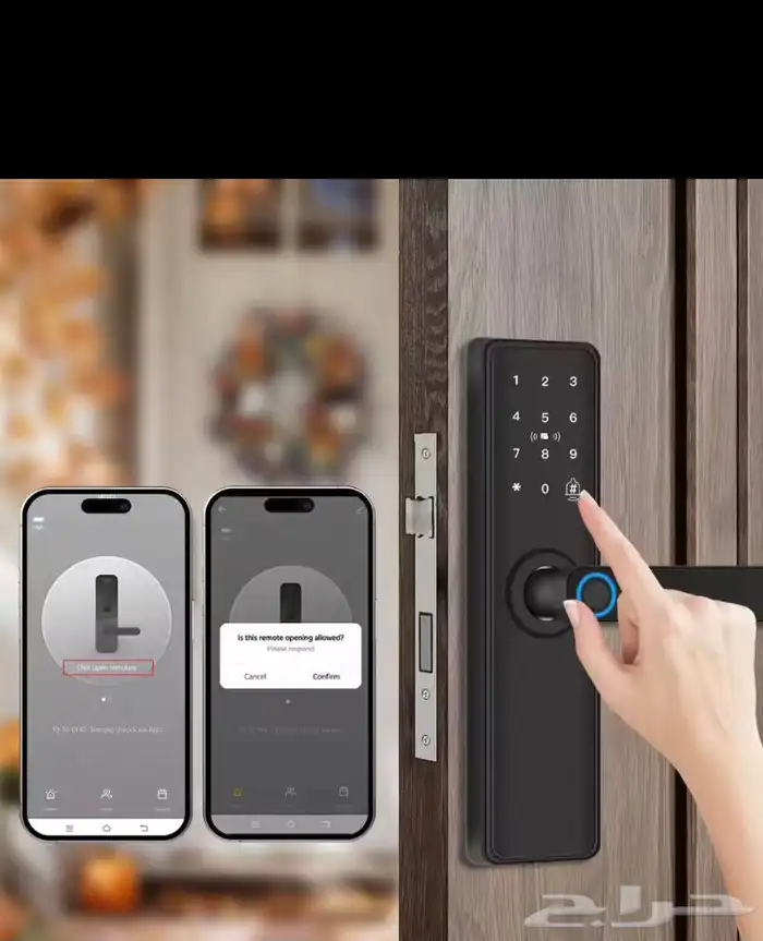 قفل ذكي لباب خشب بصمة 1