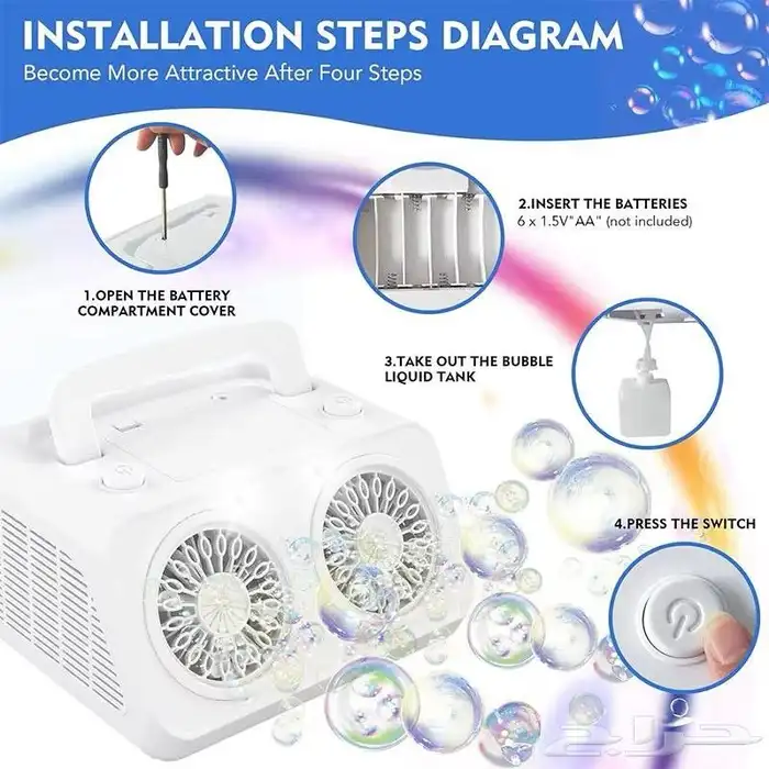 جهاز فقاعات محمولة ببطاريات للاطفال وحفلات واكثر من 10 4