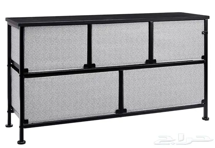 طاولة تخزين قماش وخشب 0