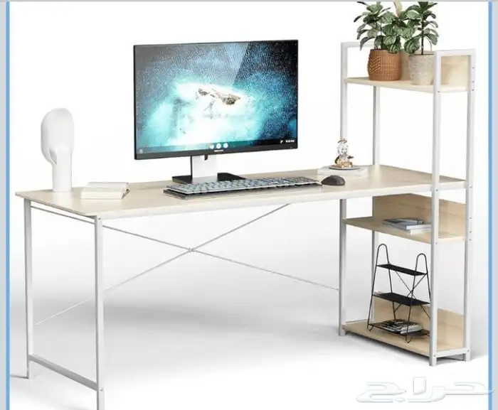 مكتب كمبيوتر مقاس 100 50 سم مع ارفف من 4 طبقات 0