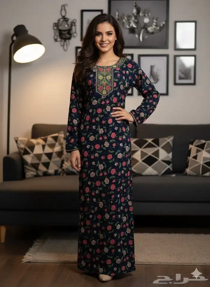 جلابيات كشميري نسائية نص كم واكم طويل جمله بدرزن 22