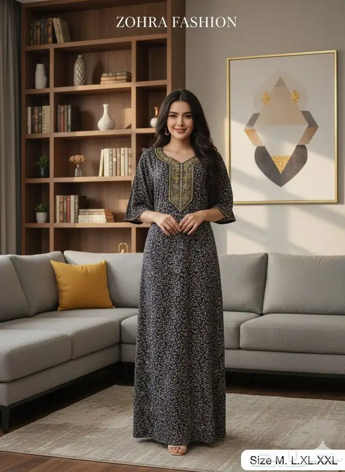 جلابيات كشميري نسائية نص كم واكم طويل جمله بدرزن 6