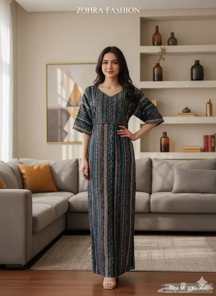 جلابيات كشميري نسائية نص كم واكم طويل جمله بدرزن 31