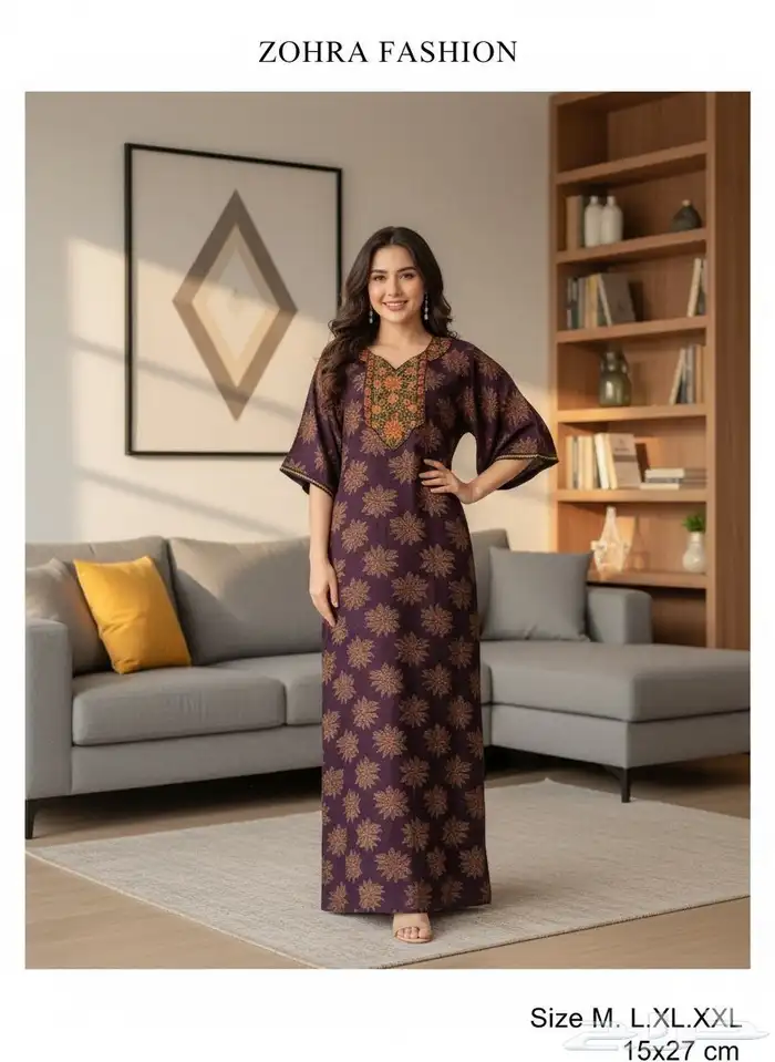 جلابيات كشميري نسائية نص كم واكم طويل جمله بدرزن 36