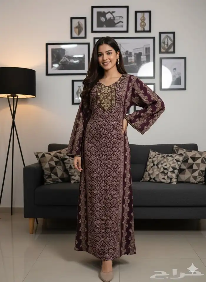 جلابيات كشميري نسائية نص كم واكم طويل جمله بدرزن 19