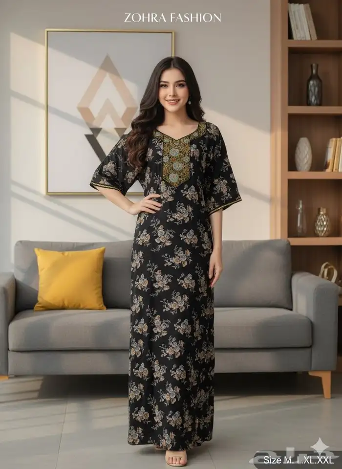 جلابيات كشميري نسائية نص كم واكم طويل جمله بدرزن 0