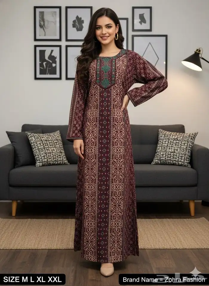 جلابيات كشميري نسائية نص كم واكم طويل جمله بدرزن 12