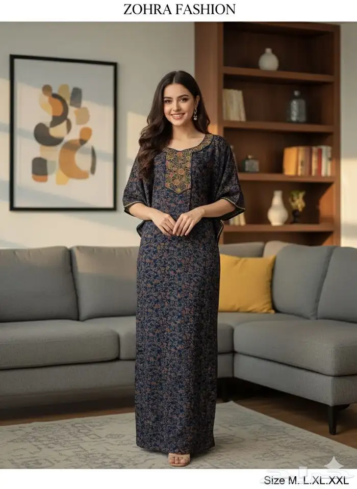 جلابيات كشميري نسائية نص كم واكم طويل جمله بدرزن 2