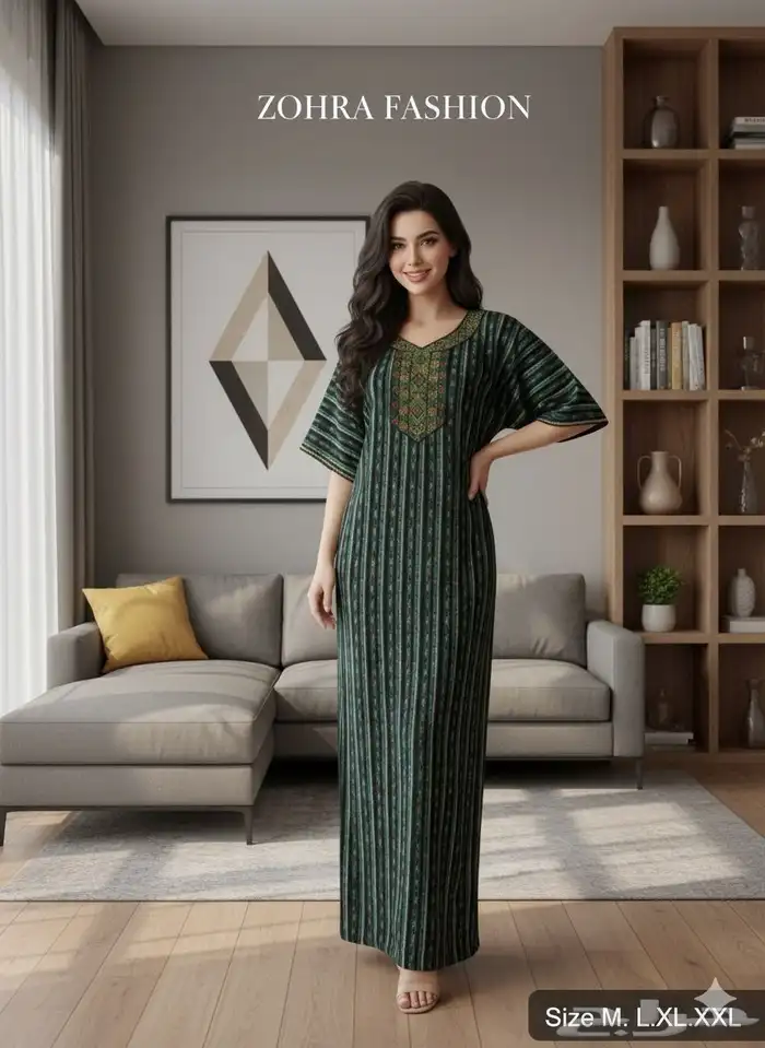 جلابيات كشميري نسائية نص كم واكم طويل جمله بدرزن 1