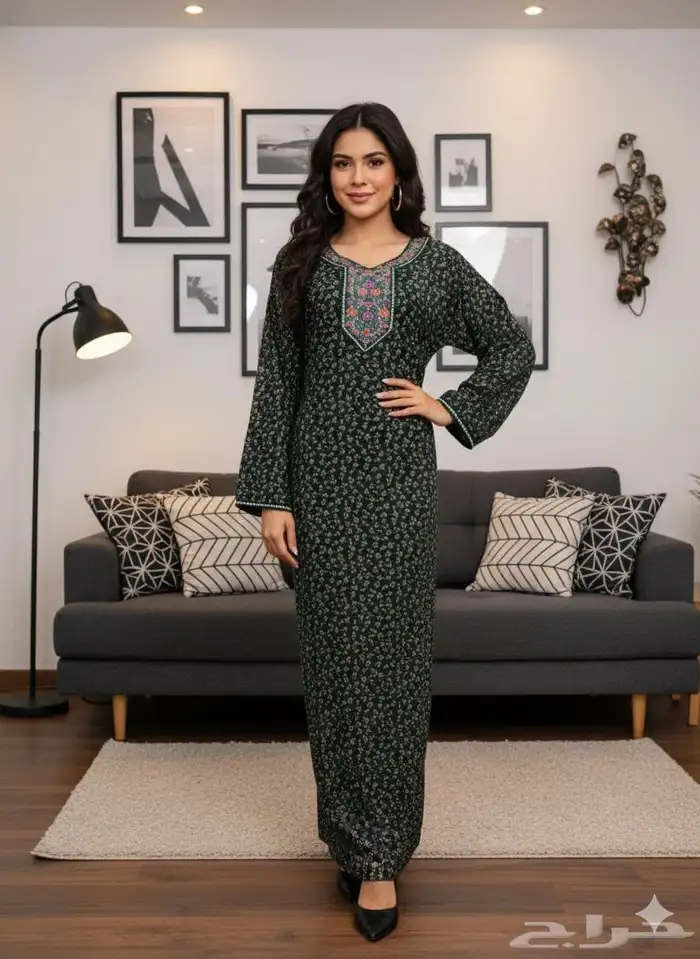 جلابيات كشميري نسائية نص كم واكم طويل جمله بدرزن 32