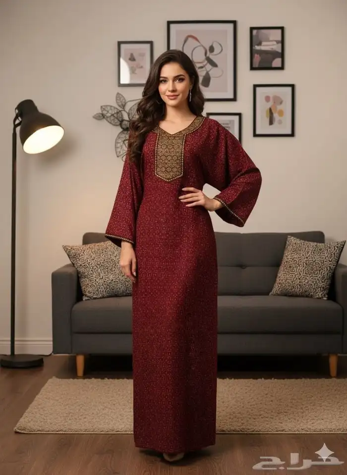 جلابيات كشميري نسائية نص كم واكم طويل جمله بدرزن 33