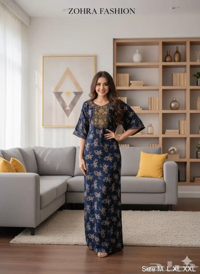 جلابيات كشميري نسائية نص كم واكم طويل جمله بدرزن 11